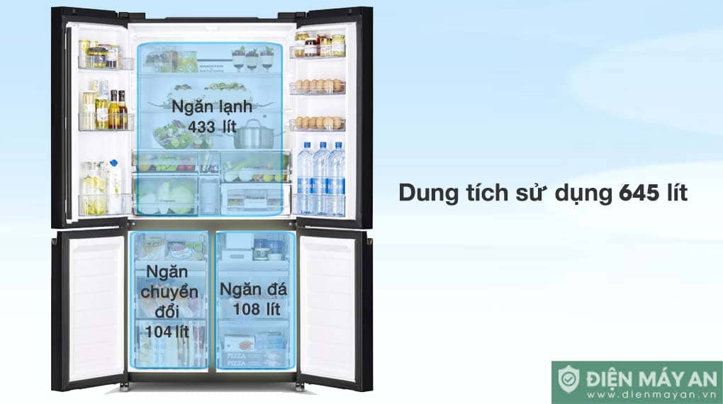 Tủ lạnh Hitachi Inverter 645 lít Multidoor R-WB700VGV4 GMG